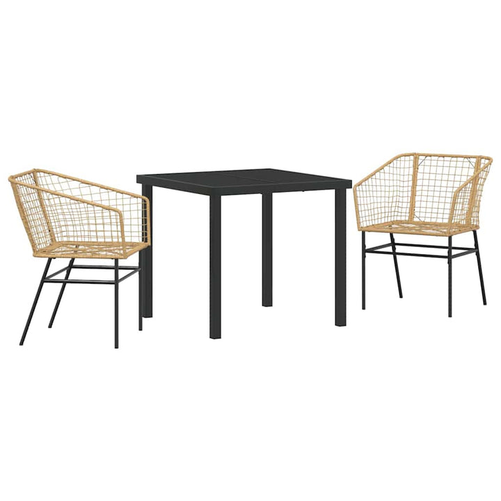 Have Spisebordssæt 3 pcs Brun polyrattan