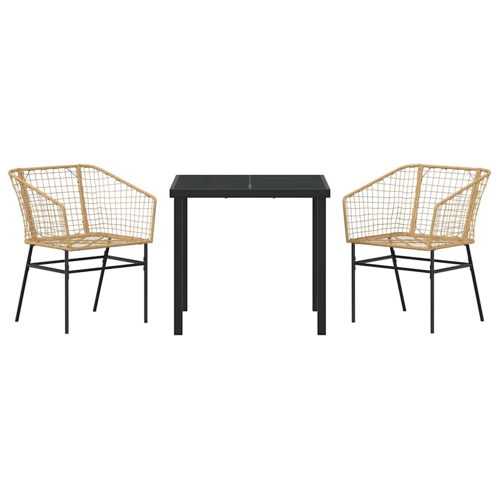 Have Spisebordssæt 3 pcs Brun polyrattan