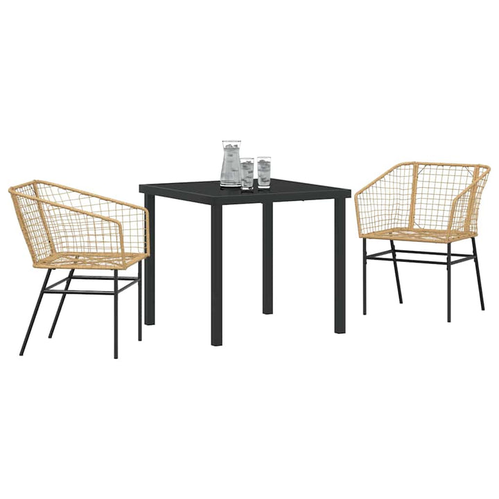 Have Spisebordssæt 3 pcs Brun polyrattan