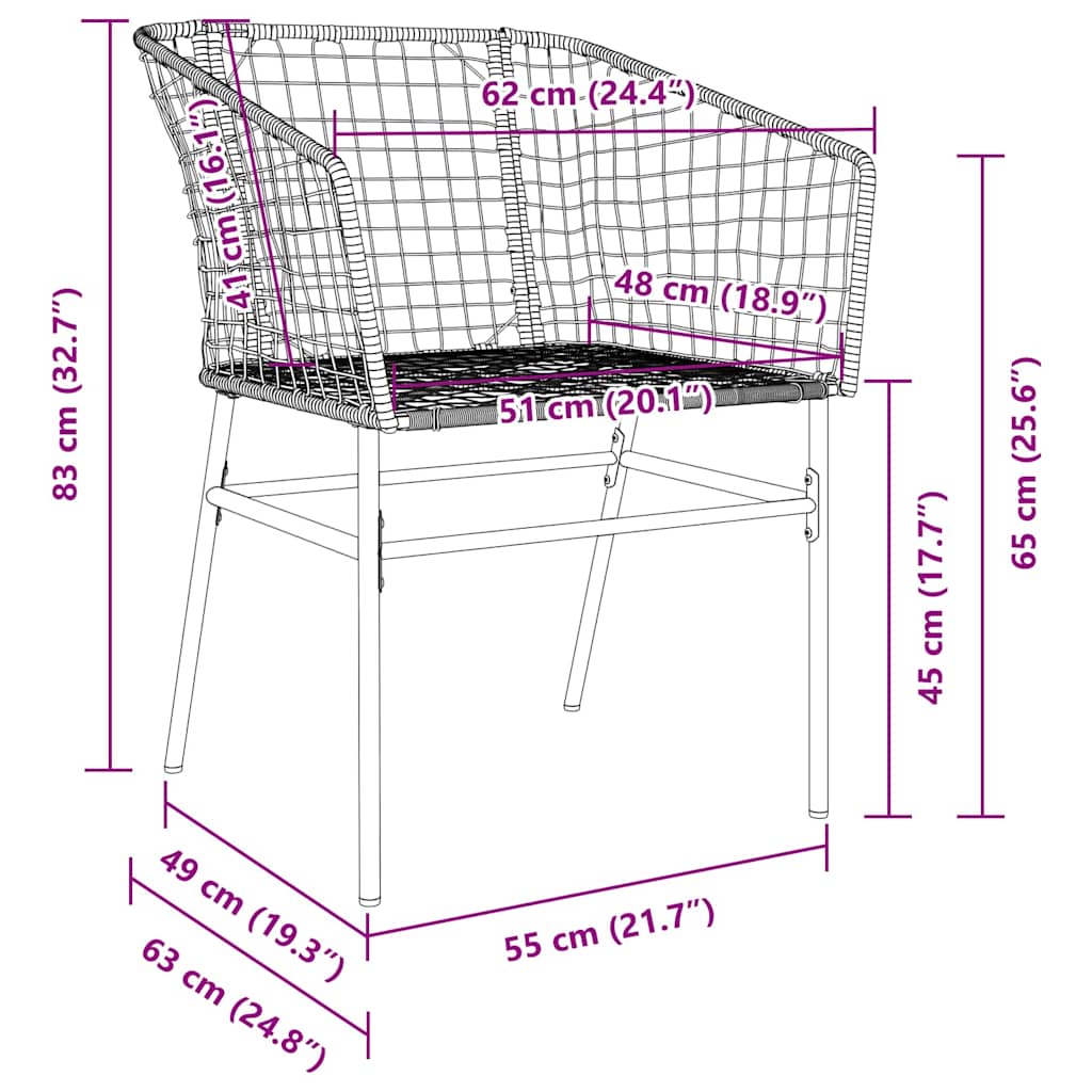 Have Spisebordssæt 3 pcs Brun polyrattan