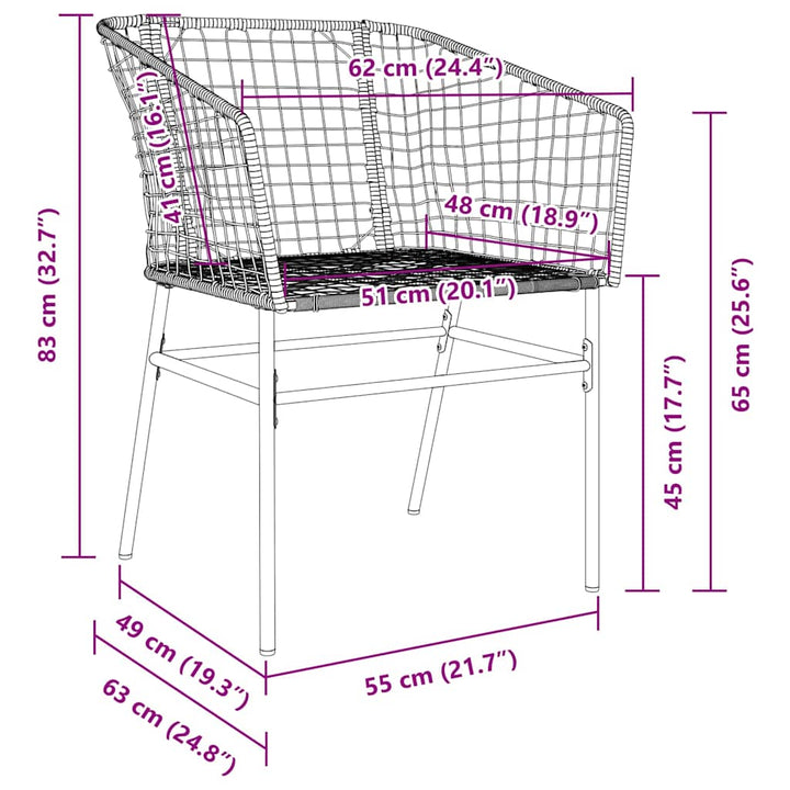 Have Spisebordssæt 3 pcs Brun polyrattan