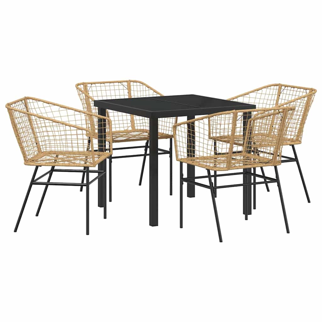 Have Spisebordssæt 5 pcs Brun polyrattan