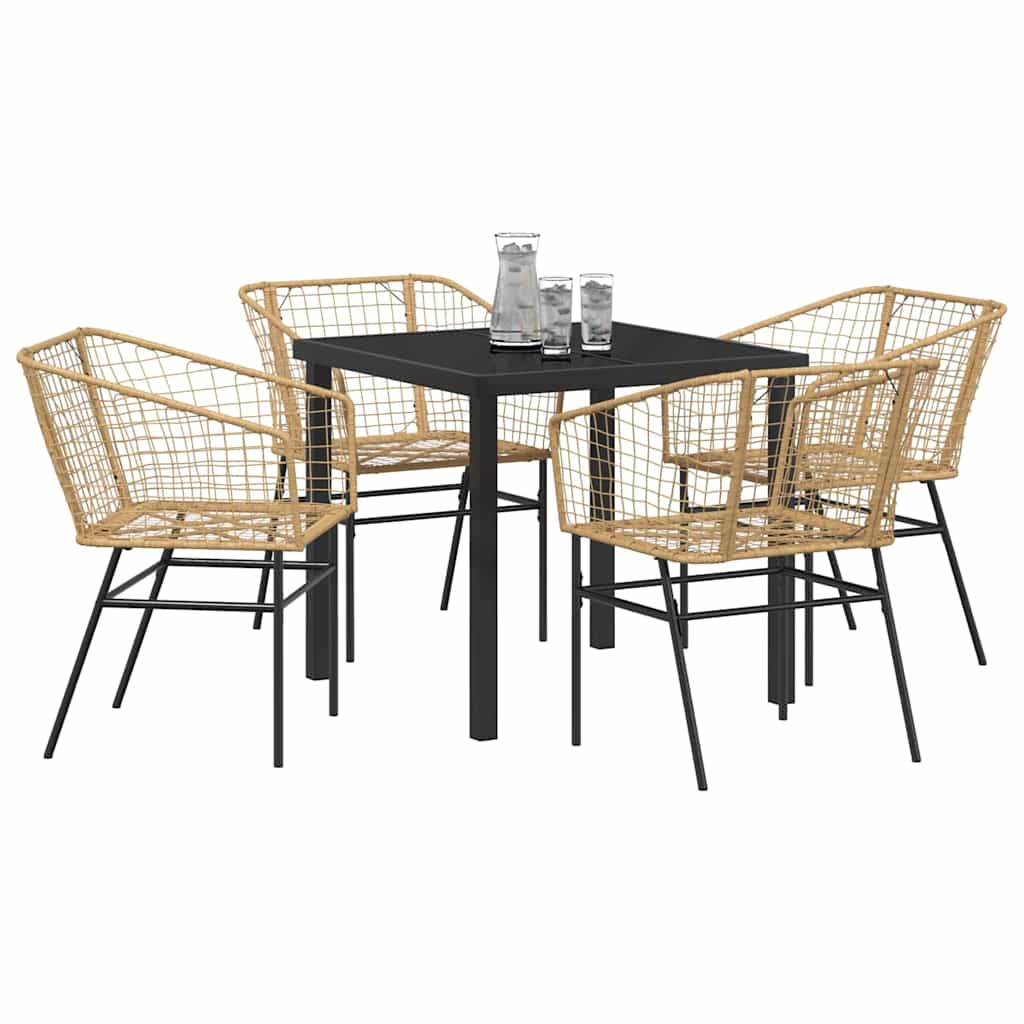 Have Spisebordssæt 5 pcs Brun polyrattan