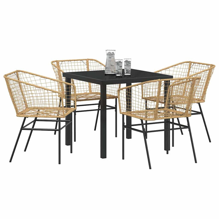 Have Spisebordssæt 5 pcs Brun polyrattan