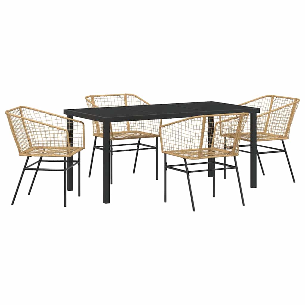 Have Spisebordssæt 5 pcs Brun polyrattan