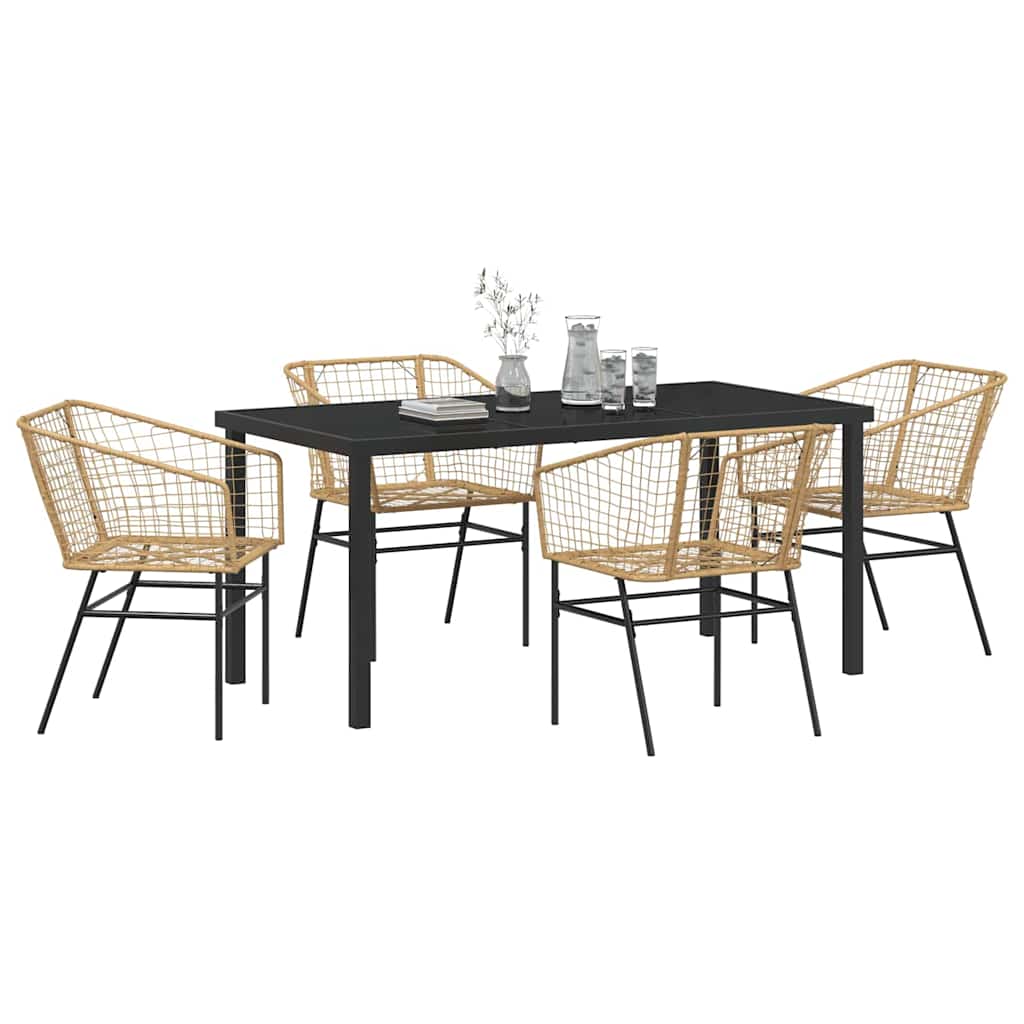 Have Spisebordssæt 5 pcs Brun polyrattan