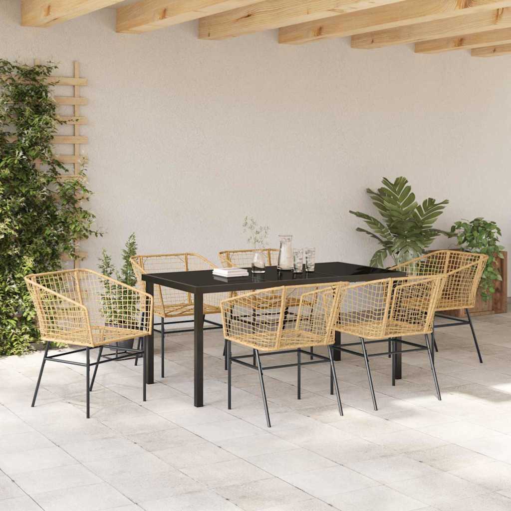 Have Spisebordssæt 7 pcs Brun polyrattan