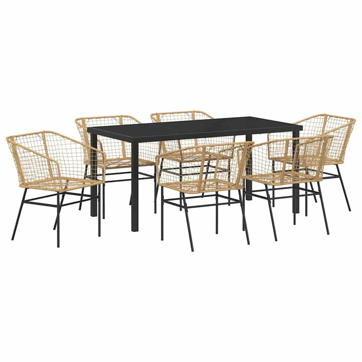 Have Spisebordssæt 7 pcs Brun polyrattan