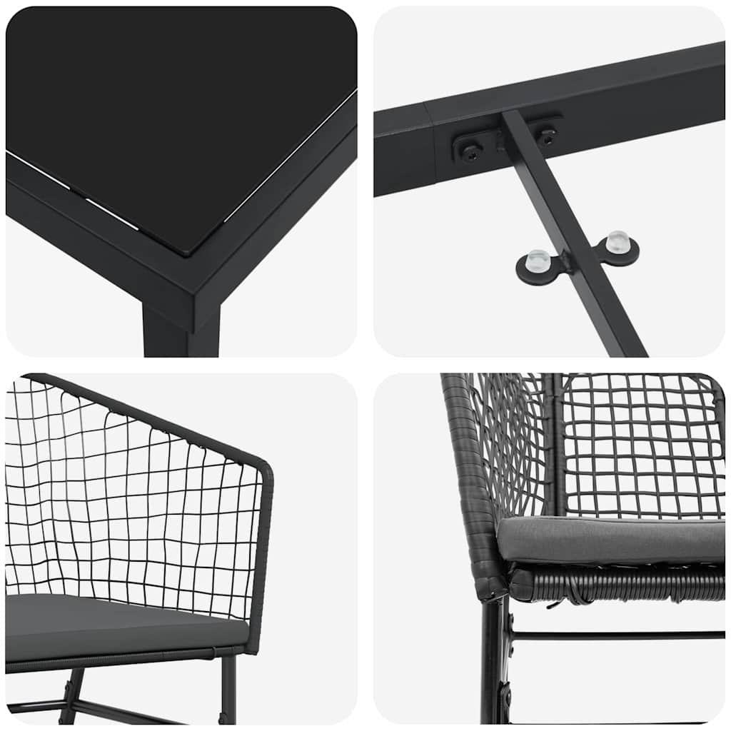 Have Spisebordssæt 3 pcs Sort polyrattan