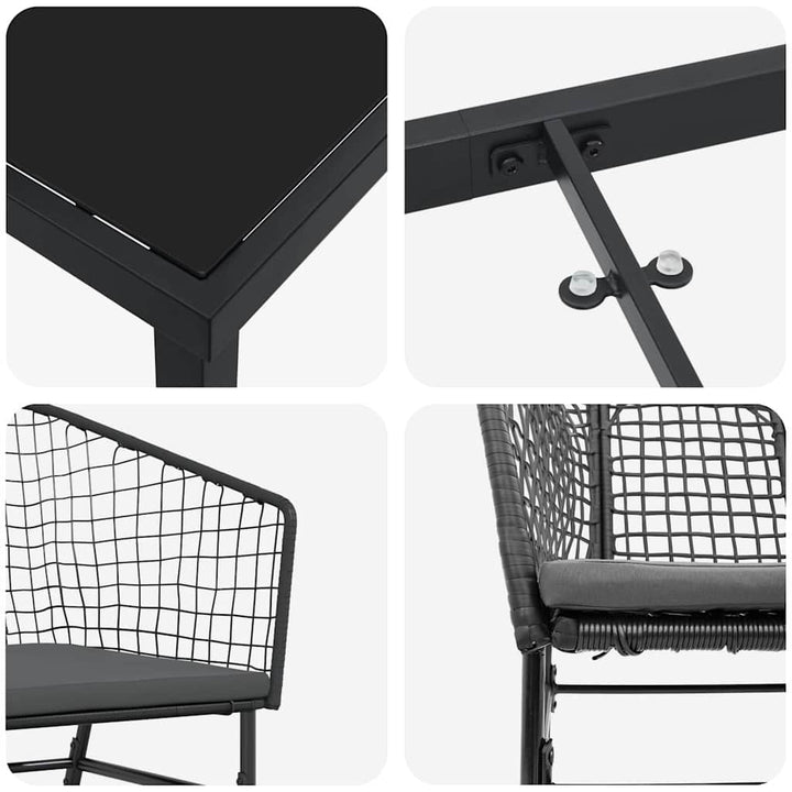 Have Spisebordssæt 3 pcs Sort polyrattan