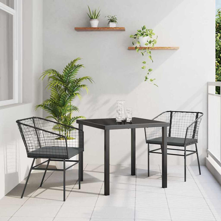 Have Spisebordssæt 3 pcs Sort polyrattan
