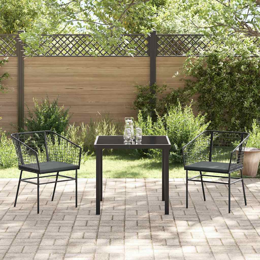 Have Spisebordssæt 3 pcs Sort polyrattan
