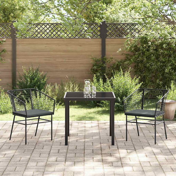 Have Spisebordssæt 3 pcs Sort polyrattan