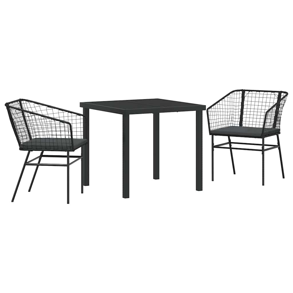 Have Spisebordssæt 3 pcs Sort polyrattan