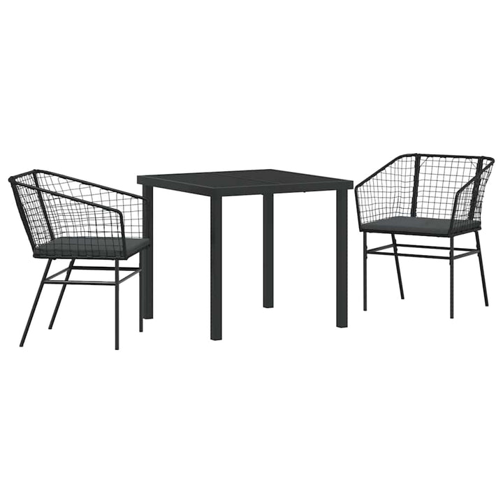 Have Spisebordssæt 3 pcs Sort polyrattan