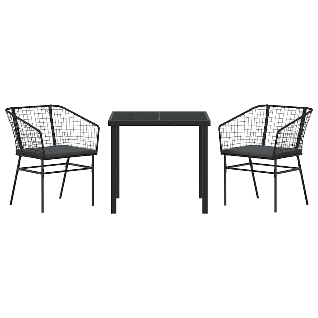 Have Spisebordssæt 3 pcs Sort polyrattan