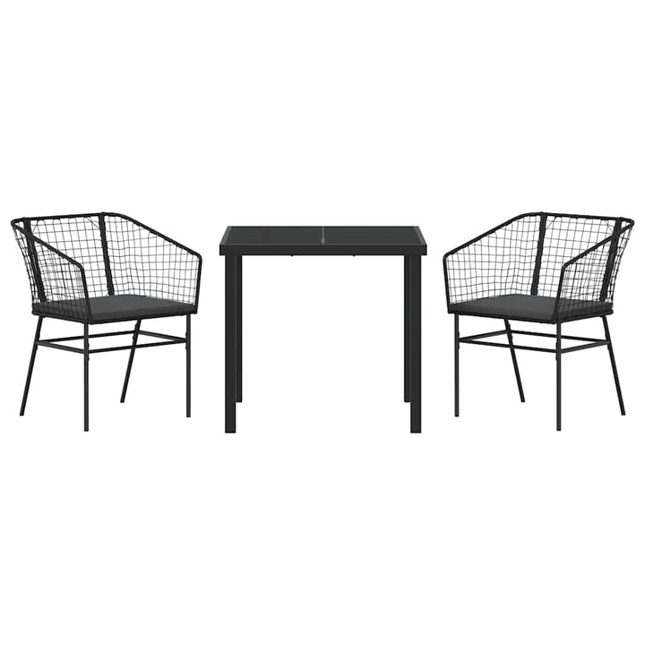 Have Spisebordssæt 3 pcs Sort polyrattan