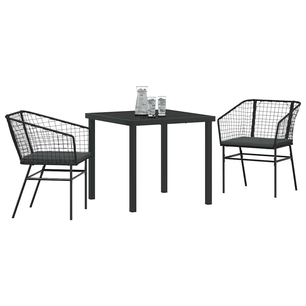 Have Spisebordssæt 3 pcs Sort polyrattan