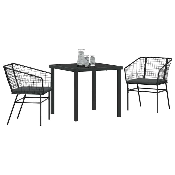 Have Spisebordssæt 3 pcs Sort polyrattan