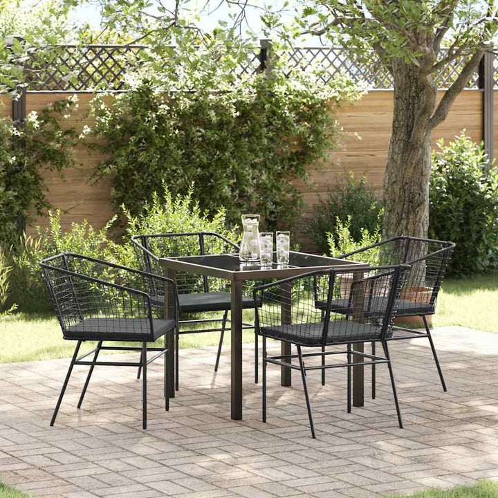 Have Spisebordssæt 5 pcs Sort polyrattan