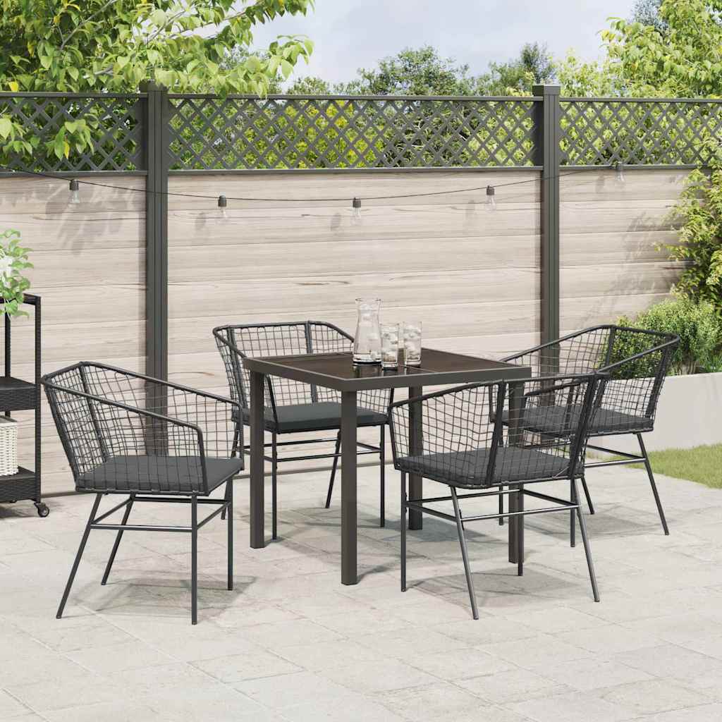 Have Spisebordssæt 5 pcs Sort polyrattan