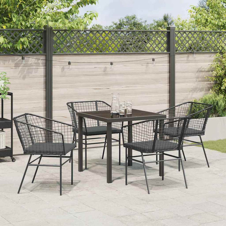 Have Spisebordssæt 5 pcs Sort polyrattan