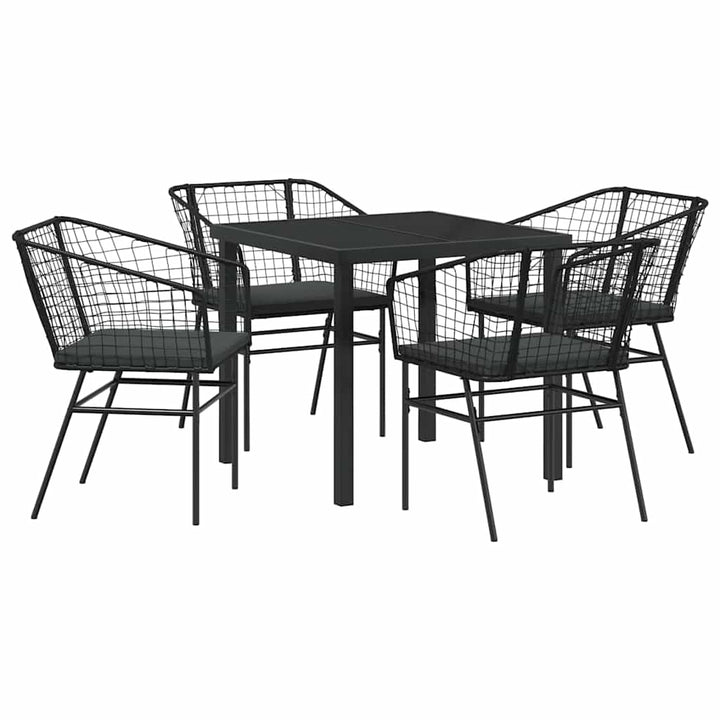 Have Spisebordssæt 5 pcs Sort polyrattan