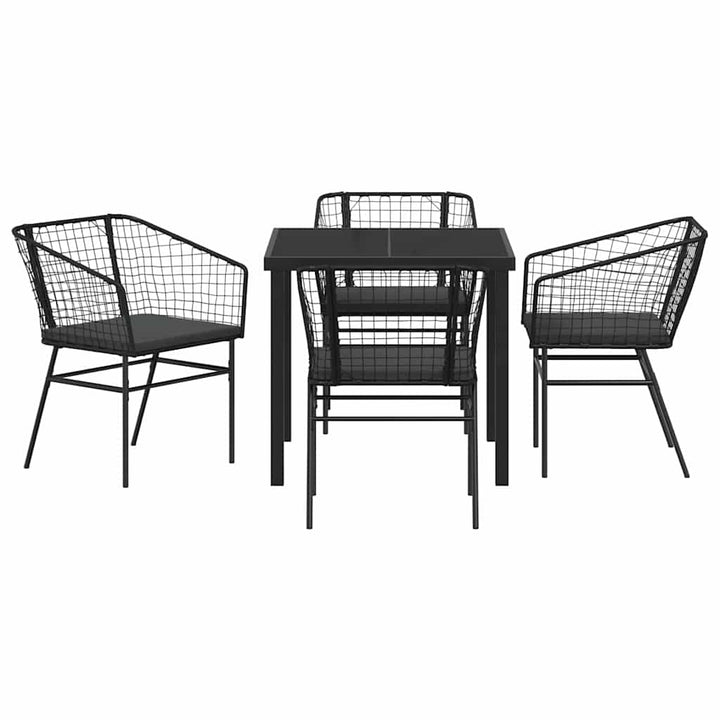 Have Spisebordssæt 5 pcs Sort polyrattan