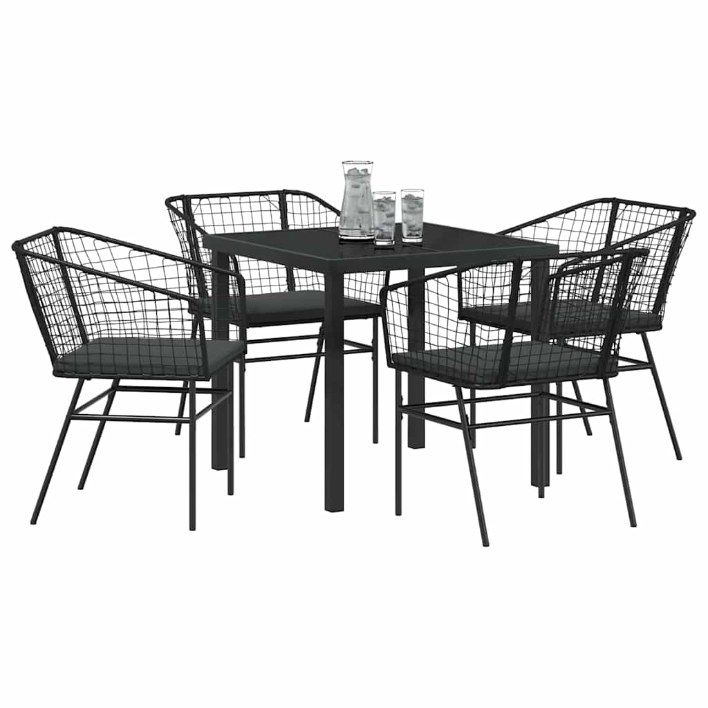Have Spisebordssæt 5 pcs Sort polyrattan