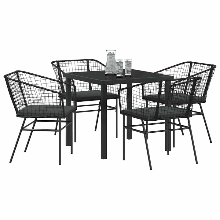 Have Spisebordssæt 5 pcs Sort polyrattan
