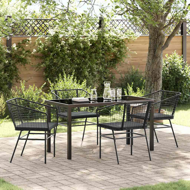 Have Spisebordssæt 5 pcs Sort polyrattan