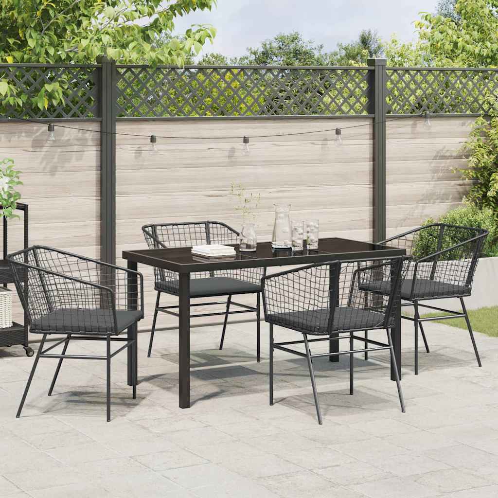 Have Spisebordssæt 5 pcs Sort polyrattan