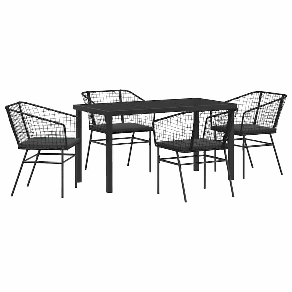 Have Spisebordssæt 5 pcs Sort polyrattan