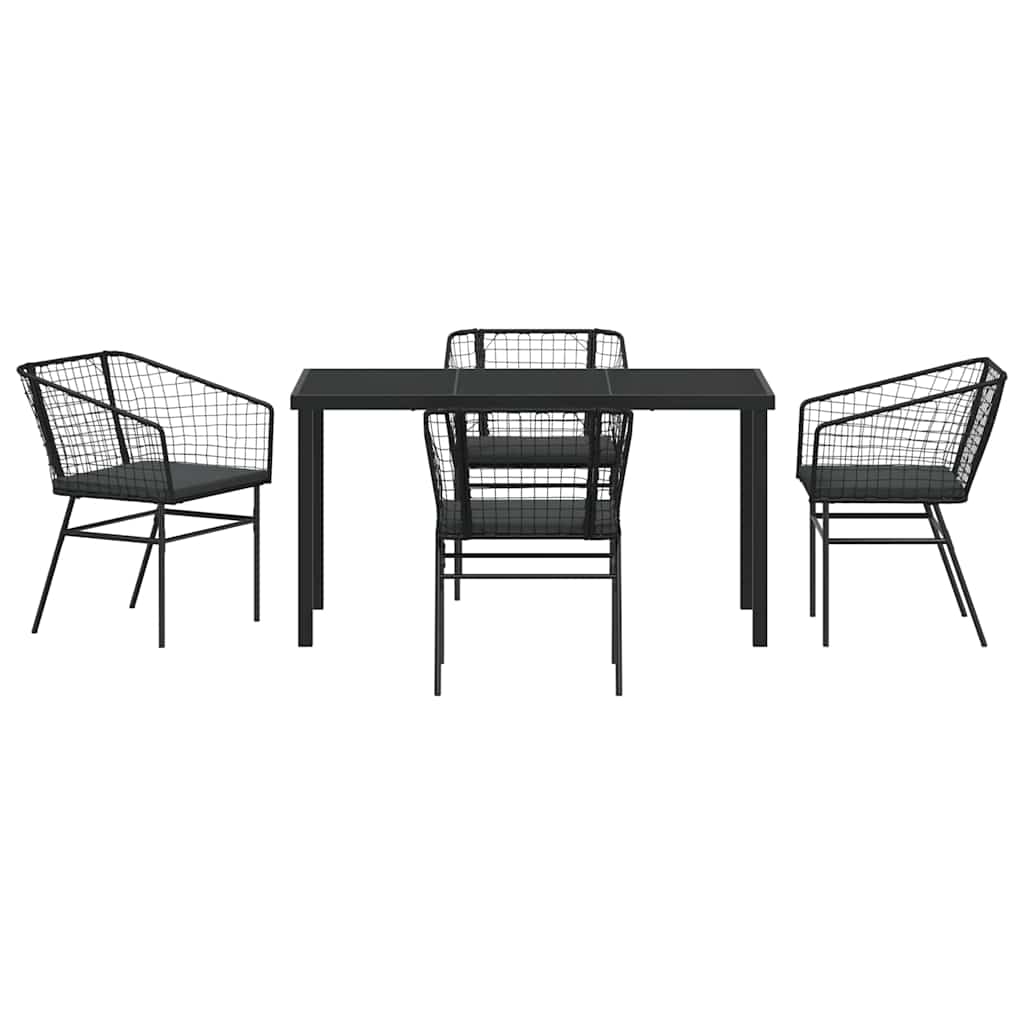 Have Spisebordssæt 5 pcs Sort polyrattan