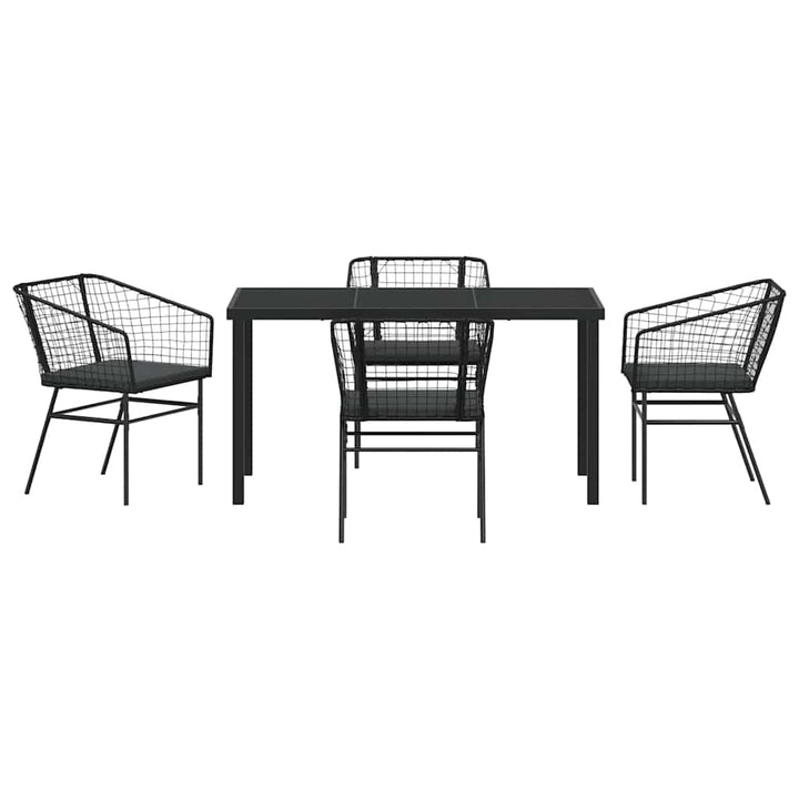 Have Spisebordssæt 5 pcs Sort polyrattan