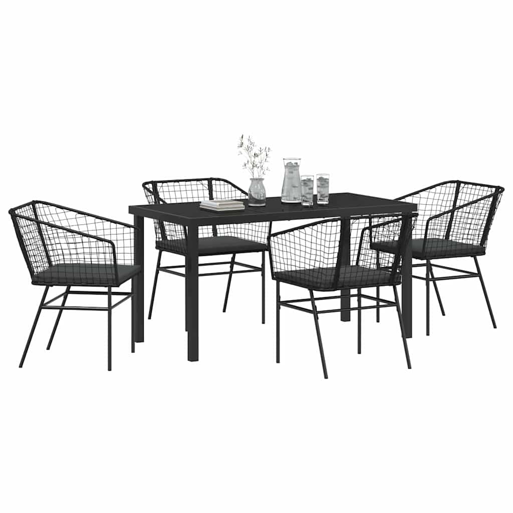 Have Spisebordssæt 5 pcs Sort polyrattan
