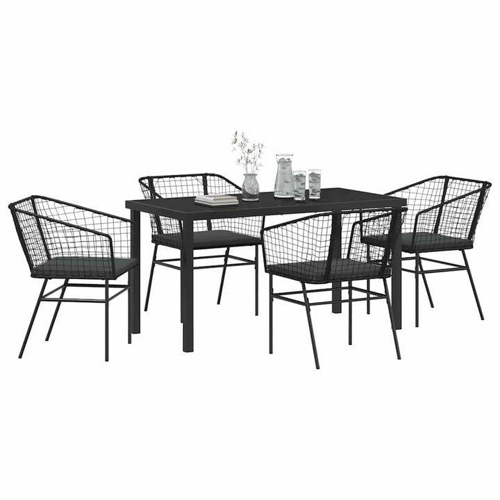 Have Spisebordssæt 5 pcs Sort polyrattan