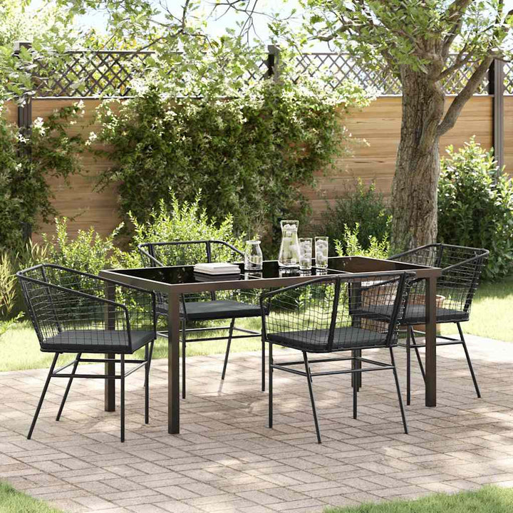 Have Spisebordssæt 5 pcs Sort polyrattan