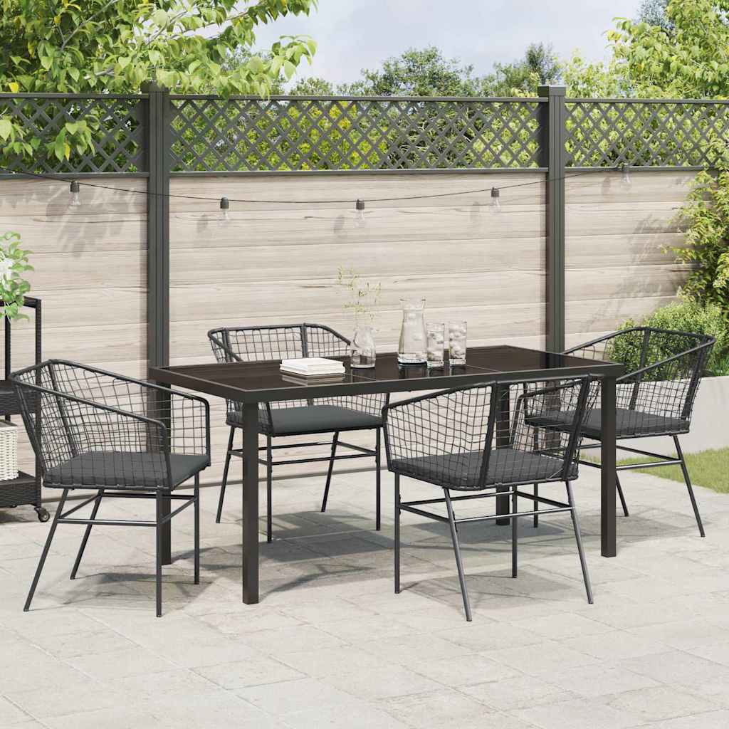 Have Spisebordssæt 5 pcs Sort polyrattan