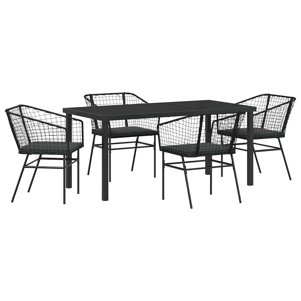 Have Spisebordssæt 5 pcs Sort polyrattan