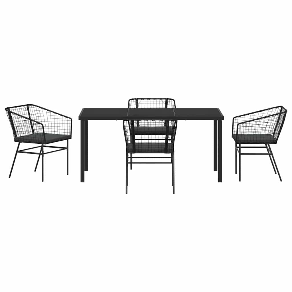 Have Spisebordssæt 5 pcs Sort polyrattan
