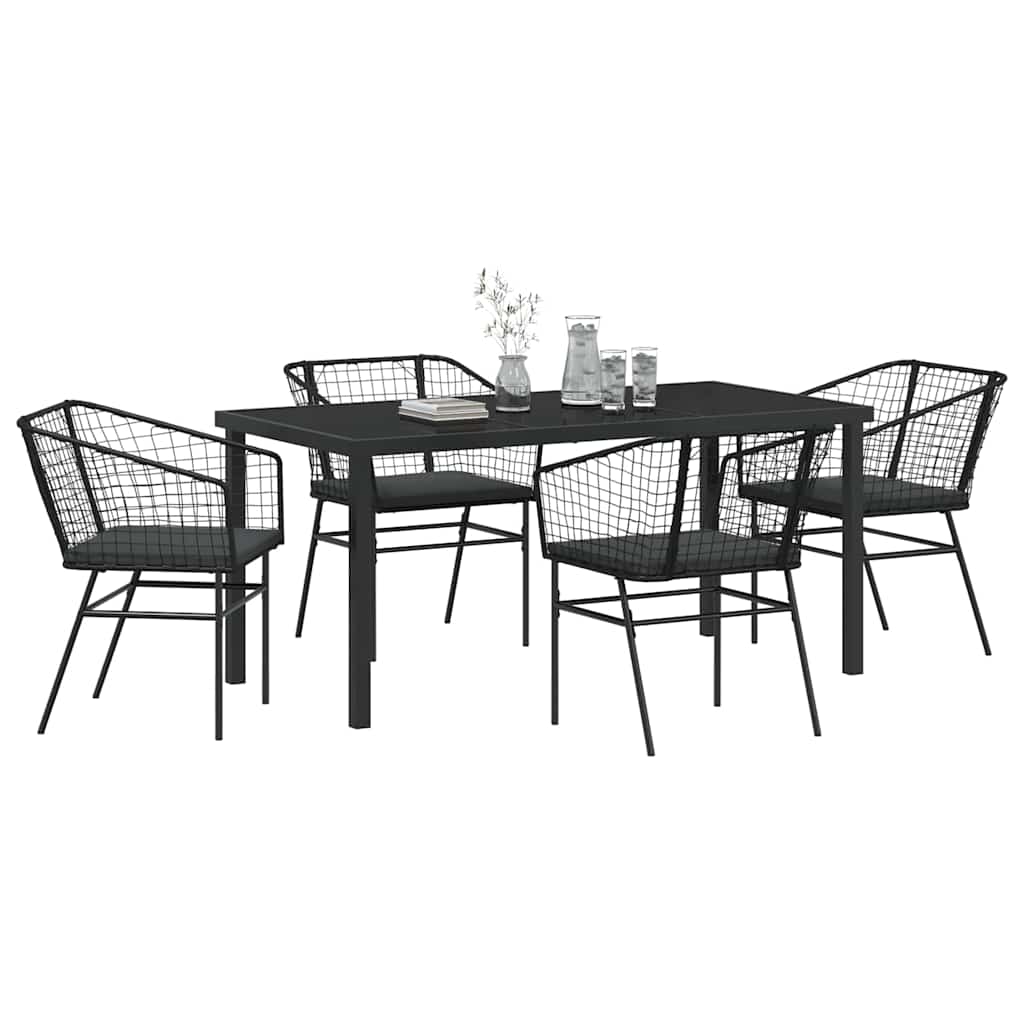 Have Spisebordssæt 5 pcs Sort polyrattan