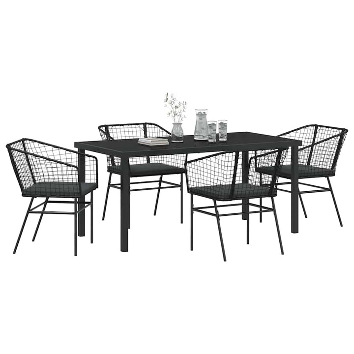 Have Spisebordssæt 5 pcs Sort polyrattan