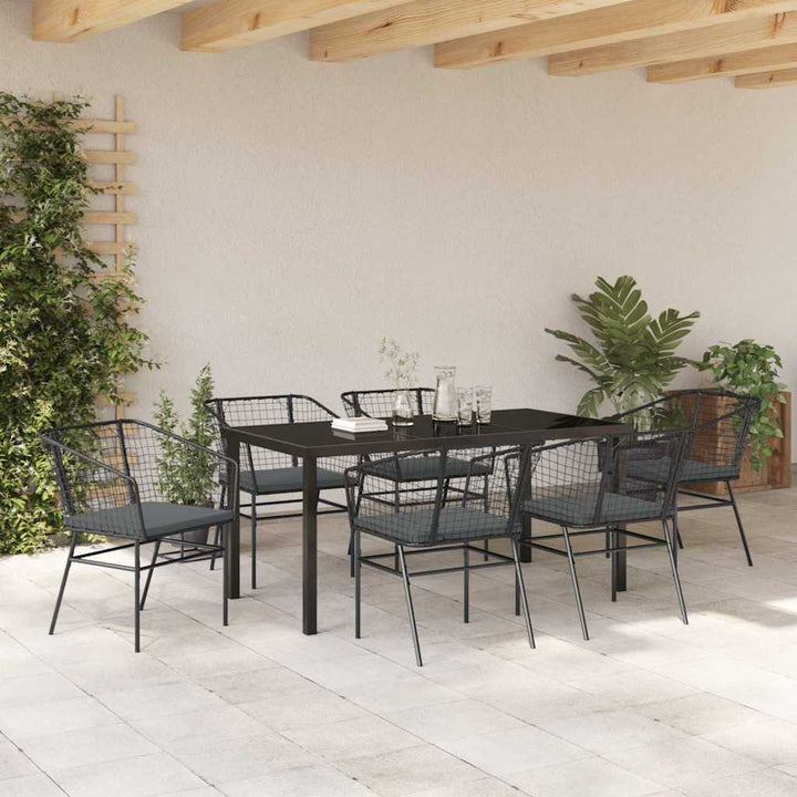 Have Spisebordssæt 7 pcs Sort polyrattan
