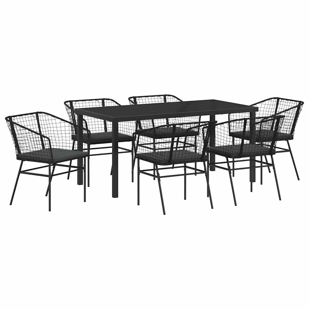 Have Spisebordssæt 7 pcs Sort polyrattan