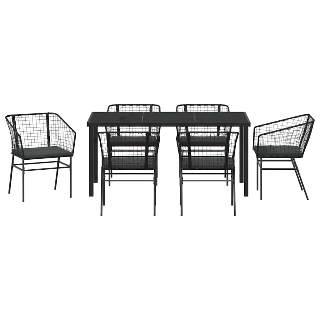 Have Spisebordssæt 7 pcs Sort polyrattan