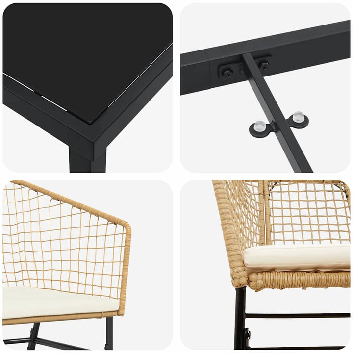 Have Spisebordssæt 3 pcs Brun polyrattan