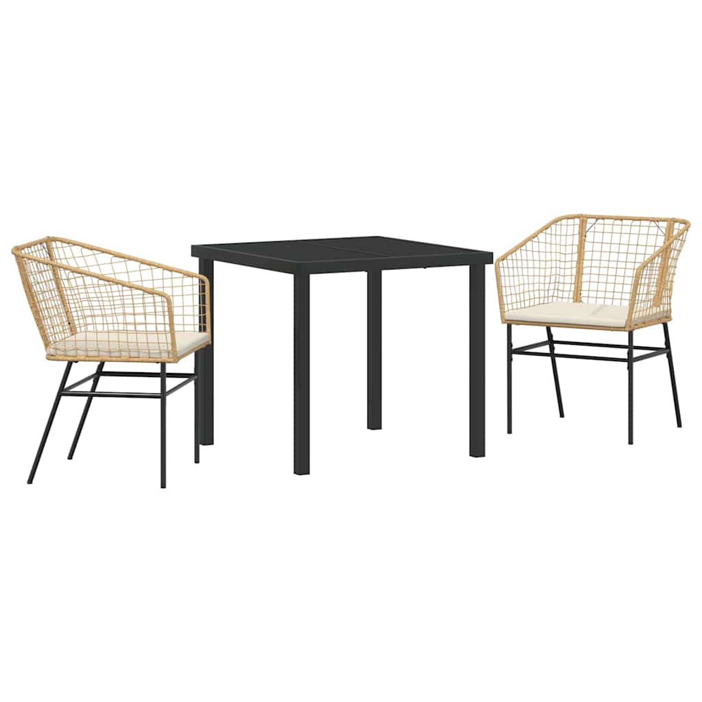 Have Spisebordssæt 3 pcs Brun polyrattan