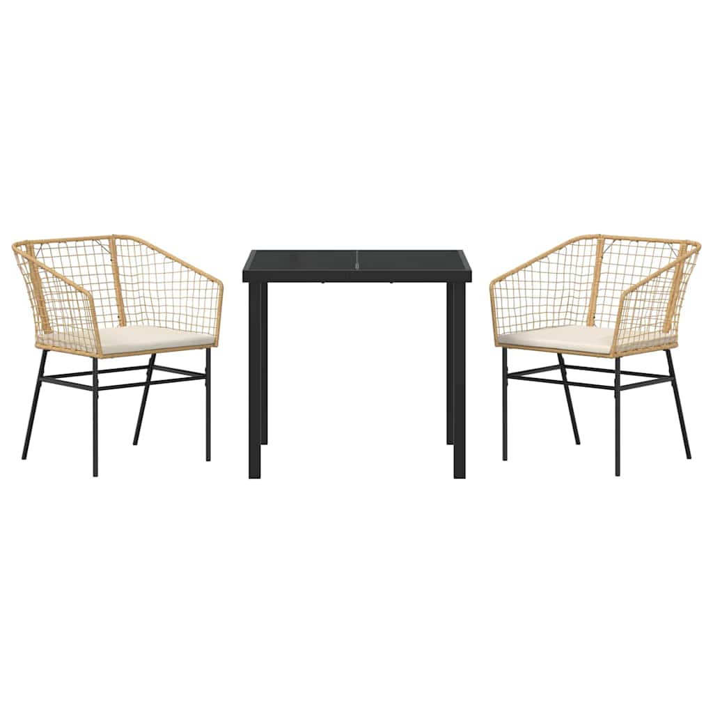 Have Spisebordssæt 3 pcs Brun polyrattan