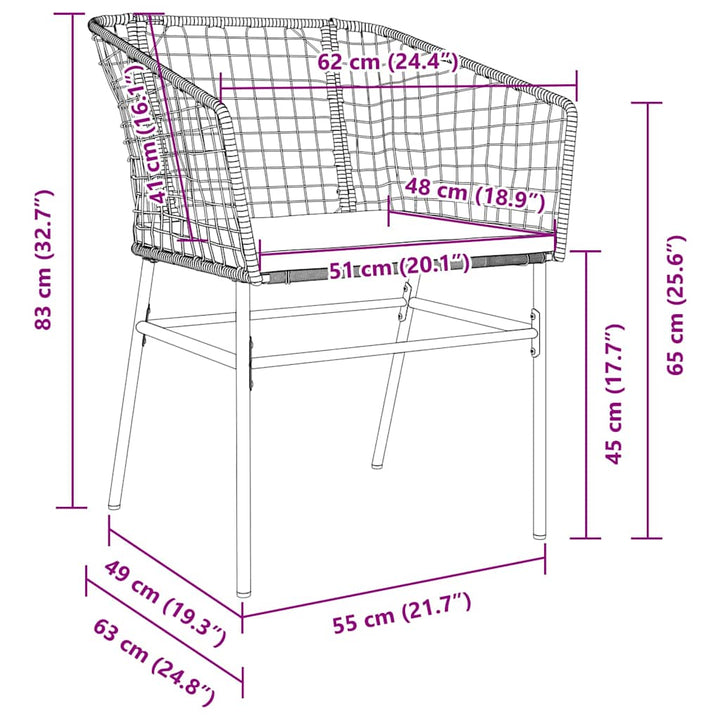 Have Spisebordssæt 3 pcs Brun polyrattan